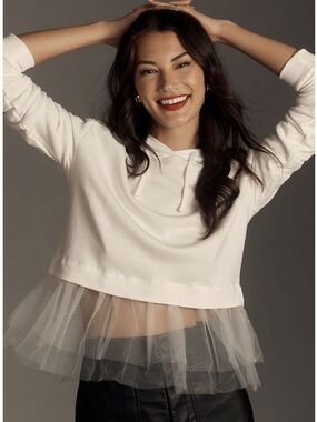 Anthropologie Pilcro Tulle-Hem Hoodie